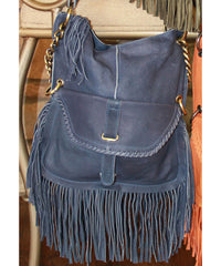 Cut N' Paste Collection Shoulder Bag # CP103 Navy - Large Size, Zipper Closure