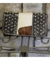 Ladies Tri-Fold Wallet - Style # 3150282 - Dark Brown with cow fur